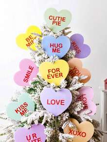 Valentine's Day Decorative Tree Ornaments: Large Candy Heart-Shaped Tree Decor, Cute Sweet Conversation Heart Ornament Tags, Suitable For Valentine's Day Tree Topper, Home & Wedding Decor - multicolor - View 7