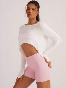 Hauture 女士纯色长袖休闲运动 T 恤和背心套装 - 白色 - 查看 6