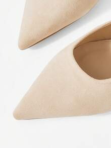 Mnmlis Women Low-Heeled Beige Pointy-Toe Pumps In A Minimalist Commuter-Chic Style. - Beige - View 5