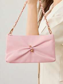 MOTF Túi xách nữ dây mảnh, thích hợp cho hẹn hò, dự tiệc, cầm tay. - Hồng nhạt - Xem 7