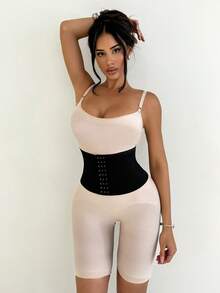Sirith Women's Simple Solid Color Waist Cincher - Black - View 3