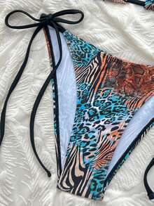 Swim Vcay 2026春夏女士黑色波点印花挂脖系带比基尼两件式泳衣 - 黑與白 - 查看 5