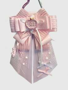 ROMWE Anime 1 chiếc móc khóa hình nơ in hình nốt nhạc dễ thương Kawaii, phối ren, cánh 3D, họa tiết ngôi sao Y2K, kiểu nơ, kèm phụ kiện túi xách thủ công phong cách Lolita, thích hợp làm ví đựng thẻ sinh viên. - Bụi hồng - Xem 2