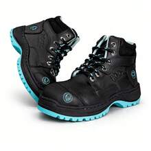 Men's Rock Working Shoes Made Of Leather With Reinforced Helmet And Resistant - negro menta - 查看 6