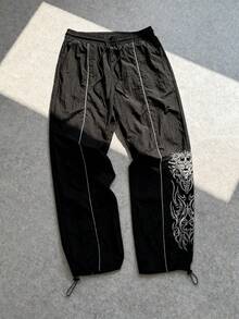 GymBeat Men's Fashion Printed Contrast Trim Sports Pants - Black - View 4