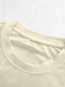Manfinity EMRG Young Men's Beige Summer Streetwear City Break Casual Loose Short Sleeve T-Shirt With Minimalist Star & Letter Print,Fashion Daily Wear Gift For Him - Khaki - View 5