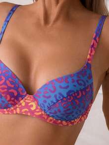 Swim Vcay 2pcs Sexy Leopard Print Push-Up Padded Bikini Set, Women Summer Beachwear Outfits - Multicolor - View 4