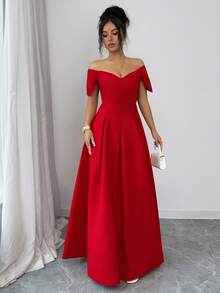 SHEIN Elenzya Elegant Daily Commute Fashion French Street Retro Versatile Party Holiday Business Wine Red Long Sleeve Dress, Summer - Burgundy - View 6