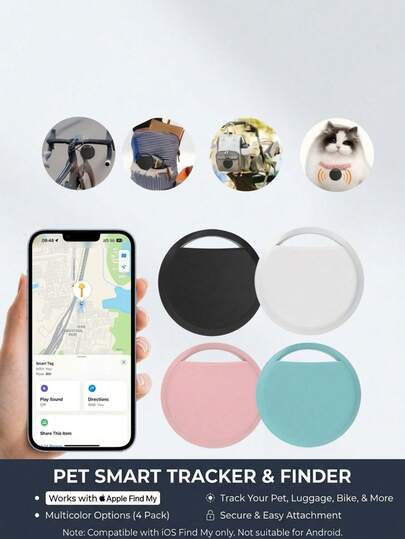 PETSIN Thiết bị định vị GPS thông minh chống thất lạc - Chứng nhận MFi, theo dõi thời gian thực, không cần cài đặt, phù hợp cho thú cưng, túi xách, hành lý, xe đạp, ô tô, tương thích với ứng dụng "Tìm của tôi" trên hệ điều hành iOS, giúp bạn yên tâm không lo bị mất đồ (Chỉ dành cho iOS)
