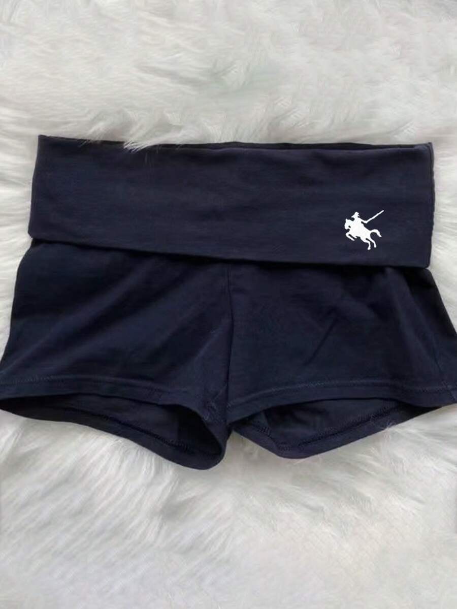 Glimmora Quần short nữ dáng ôm, màu trơn, thêu họa tiết, thích hợp mặc mùa hè. - màu đen - Xem 1