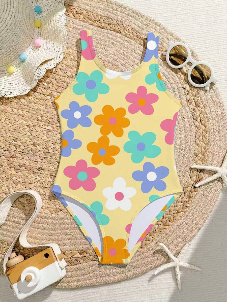 Souflis Souflis Young Girls Floral Print One-Piece Swimsuit,Kids Beachwear Bathing Suits For Summer,Beach,Family Vacation,Holiday - Multicolor - View 1