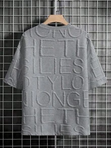 Claim Dot Camiseta holgada de hombre con parche con letra y hombros caídos - Gris - Ver 2