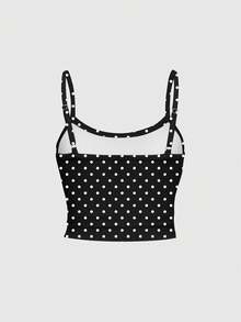 ROMWE Kawaii 波点可爱性感吊带背心和低腰喇叭裤两件套女装 - 白色 - 查看 6