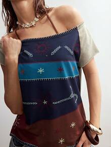 Bohemela Women's Floral Print Raglan Short Sleeve Casual T-Shirt Women's Short Sleeve Tops Women's Tops For Summer New T Shirt,Summer Top - Multicolor - View 5