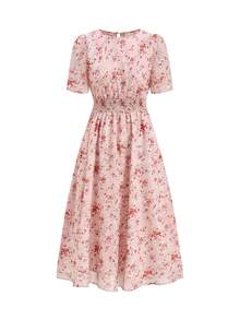 Ellevyn 印花收腰连衣裙，浪漫度假装 - 藕粉色 - 查看 6