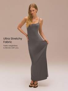 GLOWMODE 莫代尔鱼尾吊带长裙，可调节肩带，日常休闲连衣裙，派对礼服，长款礼服，舞会礼服 - 灰色 - 查看 5