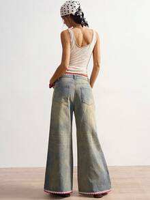 Bohemela Quần ống rộng dáng suông phong cách Boho mùa Đông/Xuân dành cho nữ, kiểu dáng vintage thường ngày, thời trang đường phố, phong cách nghỉ mát Boho, chất liệu móc len phối nhiều mảnh, kiểu miền Tây hoang dã, thích hợp cho các buổi hòa nhạc, tiệc tùng, đi biển, mặc hàng ngày, đi học, đi chơi, năm mới, Lễ tình nhân, kỳ nghỉ hè những năm 2000/Y2K, đi biển. - Màu xanh lam - Xem 8