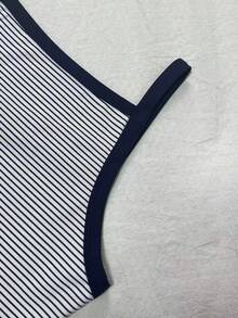 Glimmora Women's Button Design Striped Casual Versatile Camisole - Multicolor - View 5