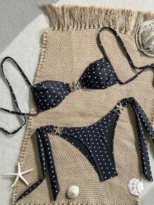 Swim Mod 女士热带印花两件式比基尼套装，休闲度假 - 彩色 - 查看 2