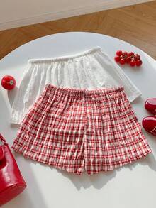 Comfortcana 2条装女士新款亚麻条纹短裤 - 彩色 - 查看 2