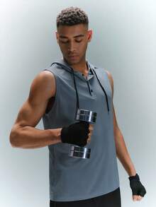 Driftmere 男士條紋束口帽子背心，適用於夏季 - 霧霾藍 - 查看 1