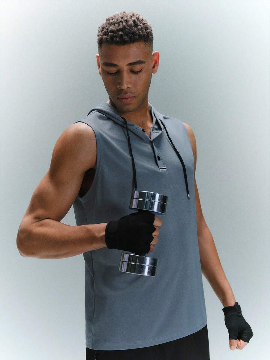 Driftmere 男士條紋束口帽子背心，適用於夏季 - 霧霾藍 - 查看 1