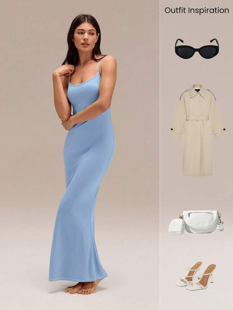 Modal Fishtail Maxi Slip Dress Adjustable Straps Daily Casual  Dress Party Dress Long Dress Prom Dress