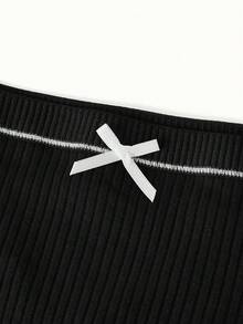 4 件套女士字母腰带丁字裤内裤，透气裆部性感提拉内裤 - 黑色 - 查看 3