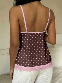 CovetEZ Women's Casual Chest Ruched Babydoll Lace Patchwork Bodycon Tank Top, Suitable For Daily Wear Cute Top Tops Cute Pretty Top Vintage Italian Camis Sexy Tops For Ladies,Summer Top - Multicolor - View 2