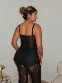 Maria Perezxox 女士蝴蝶结纹理印花短款吊带背心 - 黑色 - 查看 2