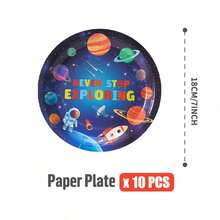 Space Rocket Astronaut Disposable Plates, Napkins, And Paper Cups, Astronaut-Themed Plates, Napkins, And Paper Cups For Party Supplies, Suitable For 25 Guests. Disposable Paper Plates And Party Tableware Suitable For Birthday Parties, Weddings, And Family Picnics - Multicolor - View 8