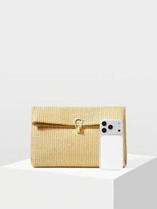 MOTF PREMIUM Túi cầm tay nữ, túi vuông dệt thời trang. - Màu be - Xem 4