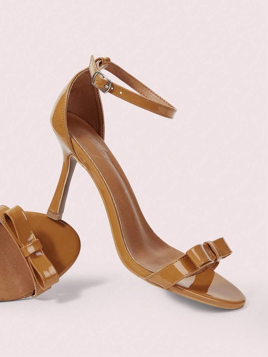 CUCCOO DOLLMOD Damen Schleifendekor Schnallen Design elegante modische High Heel Sandalen - Kamelfarben - Übersicht 1
