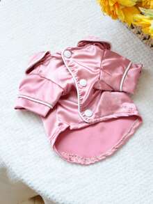 PETSIN 1pc Satin Pet Pajamas, Light Luxury Style Cat And Dog Home Clothes, Soft And Comfortable Pajamas - Multicolor - View 9