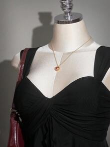 SHEIN ICON 大码女式纯色扭结前襟背心 - 黑色 - 查看 7