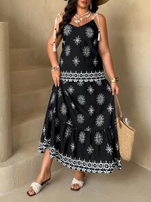 Ceyna Ensemble 2 pièces Débardeur et Jupe à imprimé floral grande taille, Code de réduction d'été Ycv9w pour robe femme, Robe Zanzea pour femmes, Robe de yacht, Robe de discussion pour femmes, Robes portefeuille pour dames, Tenues de vacances pour femmes, Robe de plage, Vêtements de vacances pour femmes, Tenue d'été pour femmes grande taille - Noir - Voir 6