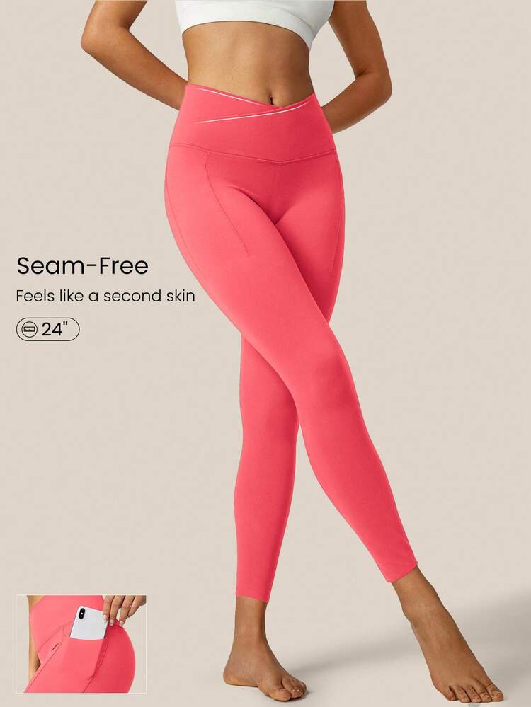 24" FeatherFit™ Seam-Free Classic High-Rise Side Pockets Crossover Long-Lasting Comfort Leggings Low Impact Daily