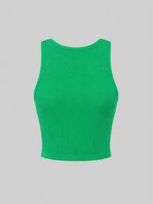 Olithes Áo tank top nữ in khẩu hiệu phong cách thường ngày, thích hợp cho mùa hè. - màu xanh lá - Xem 2