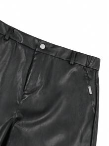 PAVTROS Men's Black PU Leather Pants, Loose Fit Fashion Versatile Trousers - Black - View 4