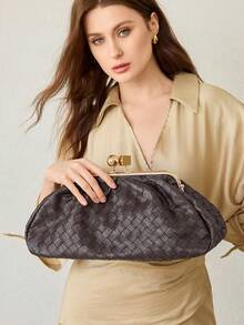 MOTF PREMIUM FASHION CLIP CLUTCH BAG, EXQUISITE PARTY PARTY AND DINNER BAG - coffee color - View 6