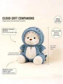 POKOJA LAND 1包可爱换装泰迪熊玩偶，关节可动，可变换姿势，鲨鱼装扮套装，女孩生日派对礼物，圣诞礼物，礼品袋 - 彩色 - 查看 6