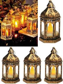 1pc/2pcs/4pcs Mini Retro Lantern-Shaped Decorative Lamp Light With Batteries, Indoor Table Decoration Night Light,Mini Wind Lights,Suitable For Festival Decor, Wedding Party Decor,Wishing Scene Layout Decoration Lanter,Home Decor Mini Lantern Light - Yellow light - View 10