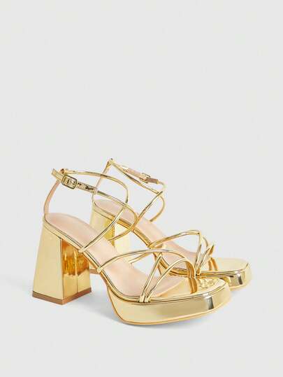 CUCCOO LuxiPop Women Fashionable Black Strappy High Heel Sandals, Graduation Heel, Prom Heels For Summer Vacation Shoes Summer Elegant Basics Business Casual Business Chic Spring Shoes Spring Break Easter For Christmas