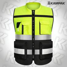 KAMPAK KW553 高能见度反光背心，带多功能口袋和加固扣件，适用于工作、食品和工业场所。 - negro - 查看 5
