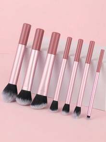 Pink Professional Makeup Brush Kit 7pcs, Full Set With Blush Powder Concealer Eyeshadow Brushes, Travel-Friendly Cosmetic Tools & Gift Set - Pink - View 7