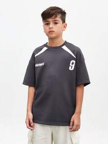 SUMWON Oversized City Names Graphic Tshirt With Madrid Paris London Rio Print Short Sleeve Crew Neck Tee Casual Streetwear, World Cup Sporty Game Streetwear - Dark Grey - View 3