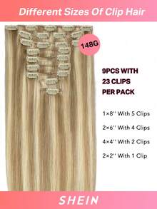 100% Real Human Hair 9PCS Straight Clip In Hair Extensions 148G 14-24 Inch Light Blonde Highlights Color Double Weft Invisible Clip Hair Extensions Remy Natural Human Hair For Women Girls Daily Use - S16/22A - View 5