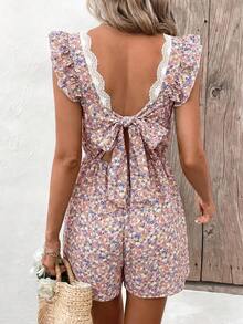 SHEIN Frenchy 女士碎花露背系带A字连体裤 - 彩色 - 查看 2