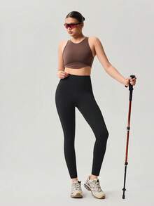 OutZeal 女士运动黑色紧身裤 徒步露营二合一内置内裤 速干收腹运动裤 - 黑色 - 查看 6