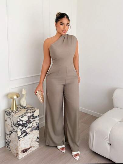 Maria Perezxox 1件套休闲/通勤纯色连体裤，夏季